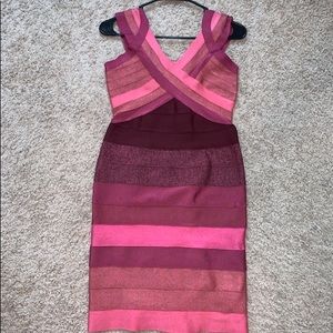 Pink and purple bandage dress